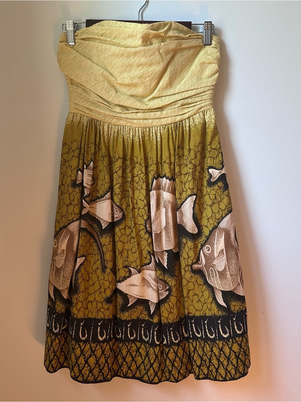 ANTHROPOLOGIE Vanessa Virginia Strapless Fish Print Sundress